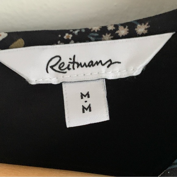 Reitmans Black Floral Pintuck Short Sleeve Dress - Picture 6 of 8